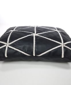 Alternative view of Modern Geometric Black Leather Cushion │Moroccan Leather Pillow