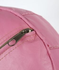 Alternative view of Pink Moroccan Leather Pouf | Handmade Leather Ottoman