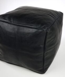 a black square leather ottoman