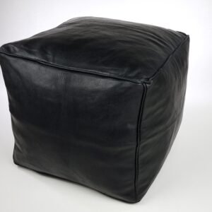 a black square leather ottoman