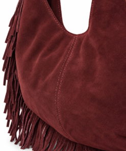 Alternative view of Burgundy Suede Fringe Hobo Bag