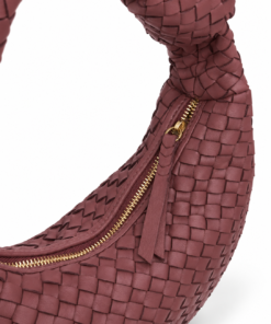 Alternative view of Burgundy Woven Leather Crescent Bag