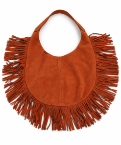 Burnt Orange Suede Fringe Hobo Bag - Image 3