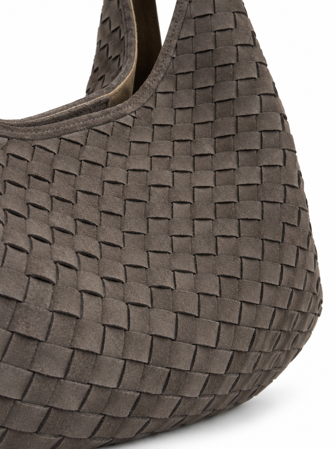 Charcoal Woven Suede Hobo Bag with Pouch - Image 2