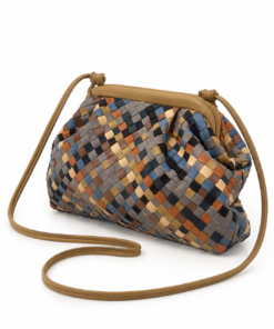 Multicoloured Woven Leather Crossbody Pouch