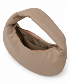 Alternative view of Taupe Leather Crescent Shoulder Bag