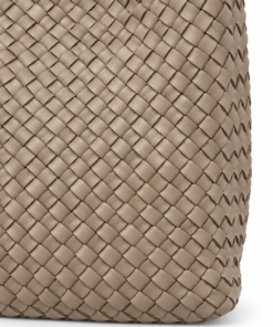 Taupe Woven Leather Shoulder Bag - Image 6