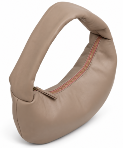 Taupe Leather Crescent Shoulder Bag - Image 5