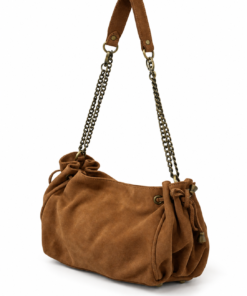 Tobacco Brown Suede Chain Shoulder Bag - Image 4
