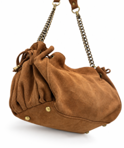 Tobacco Brown Suede Chain Shoulder Bag - Image 5